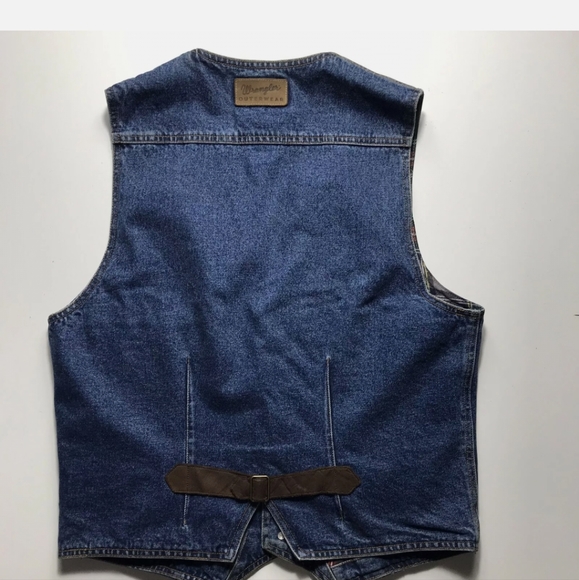 Men’s Vintage Wrangler Outerwear Western Gear Vest Leather Trimmed Size Medium - Picture 4 of 6